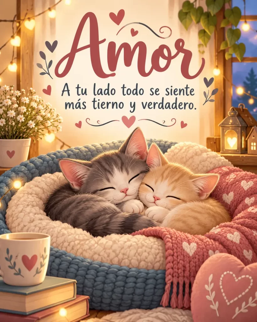 Dos gatitos dormidos juntos en un rincón acogedor