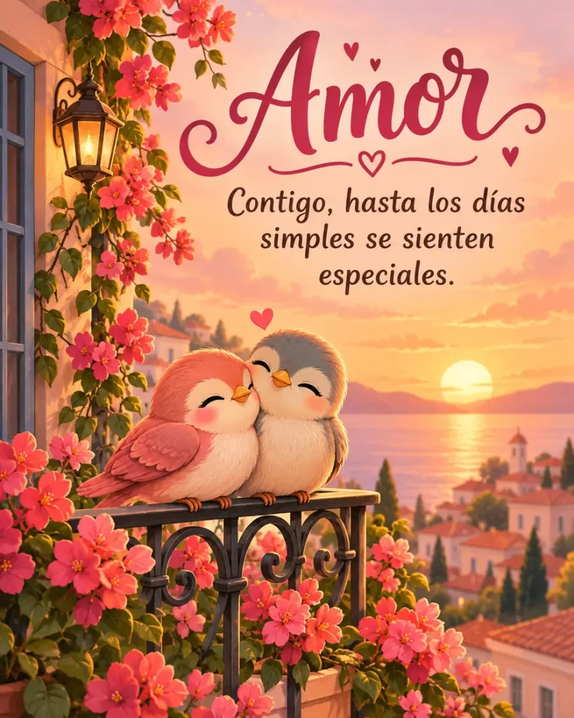 Imágenes de amor con pajaritos tiernos al atardecer