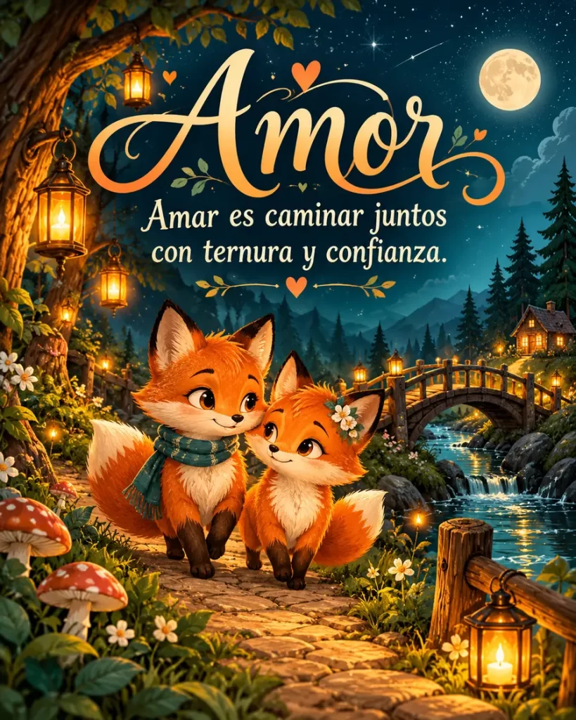os zorritos caminando juntos por un bosque iluminado