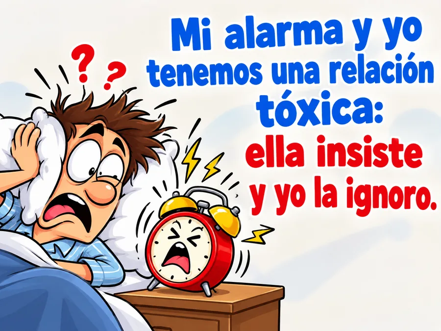 Chiste gracioso sobre la alarma y una relación tóxica