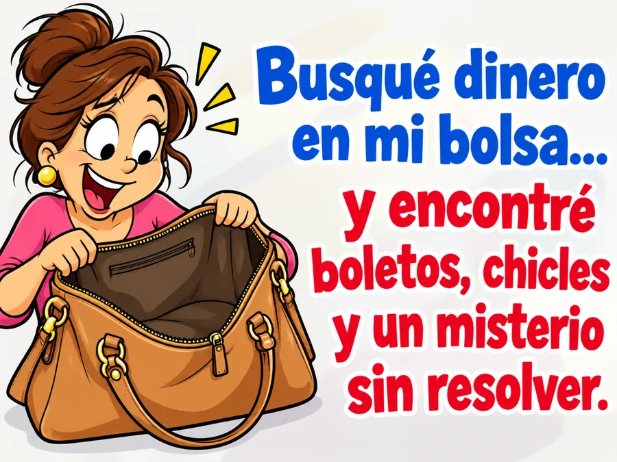 Chiste gracioso sobre buscar dinero en la bolsa