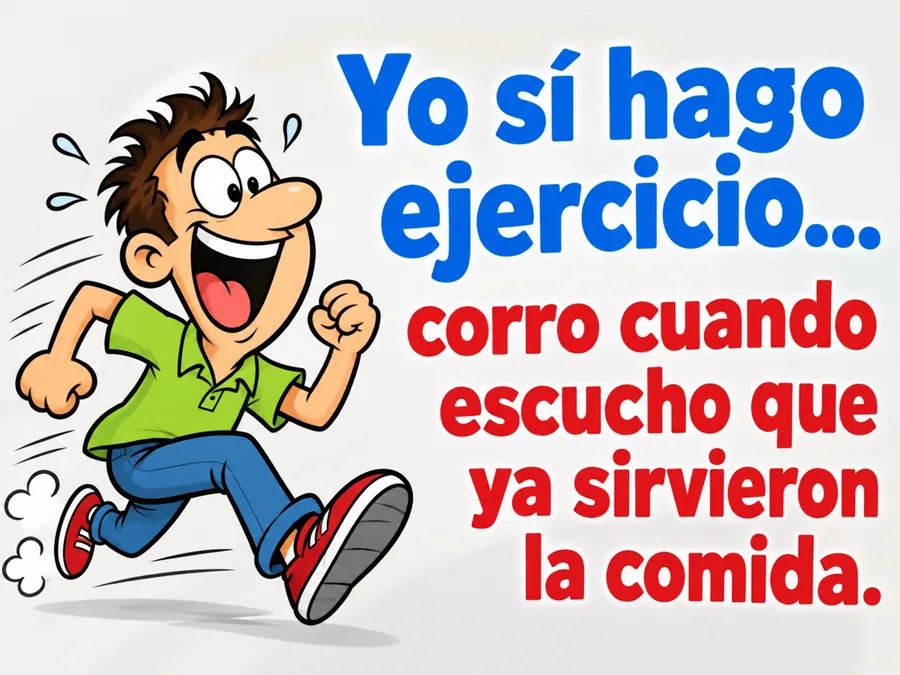 Chiste de ejercicio corriendo cuando sirven la comida