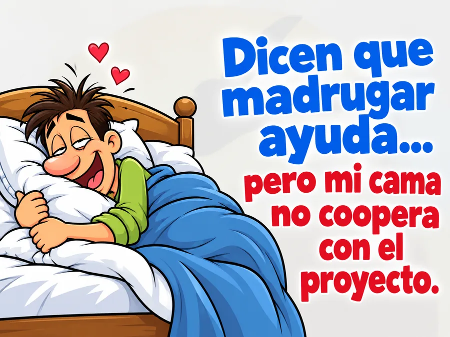 Chiste de madrugar cuando la cama no coopera