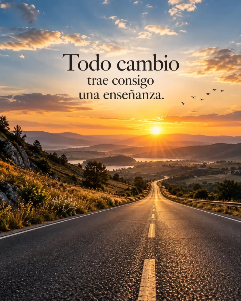 Carretera hacia el horizonte durante un amanecer dorado