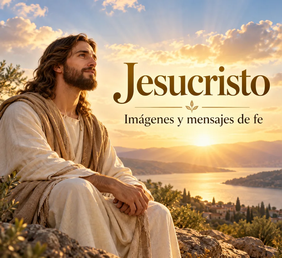 Jesucristo con imágenes y mensajes de fe al amanecer