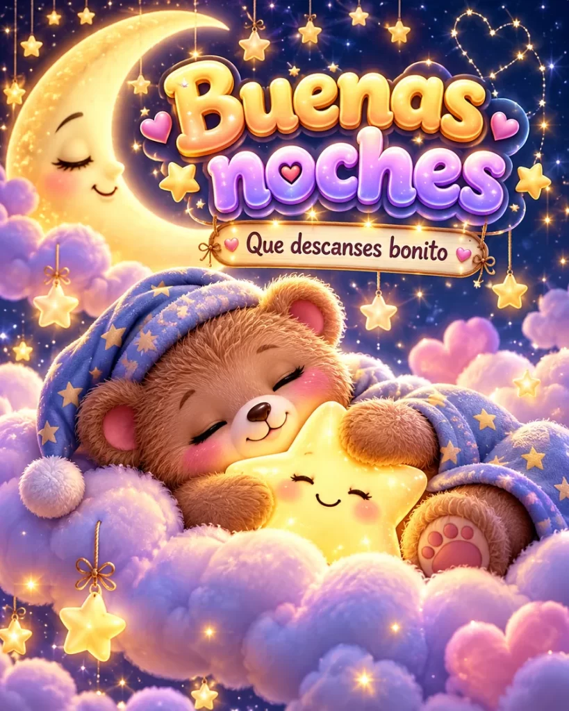 Deseos para compartir de buenas noches con osito soñador