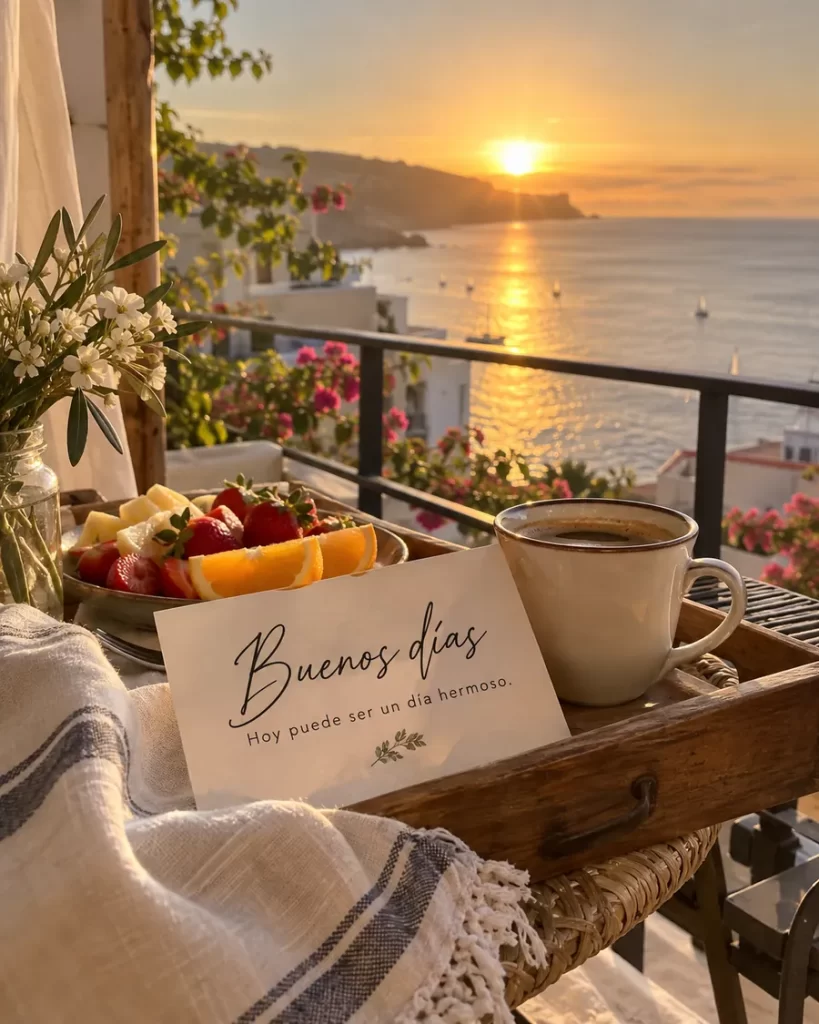 Frases de buenos días frente al mar al amanecer