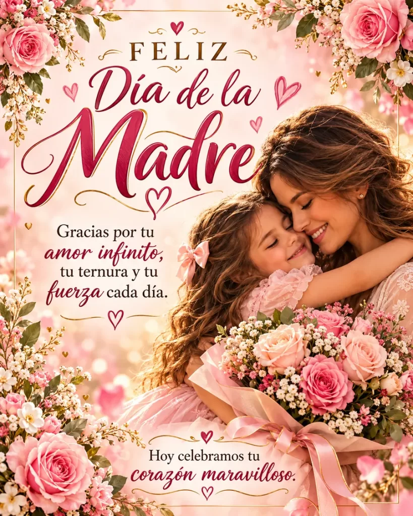 Madre e hija sonriendo juntas en un ambiente floral luminoso
