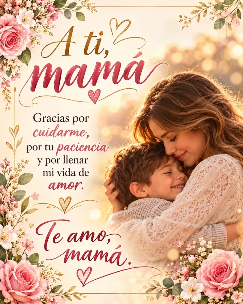 Imágenes hermosas para el Día de las Madres con abrazo y luz dorada
