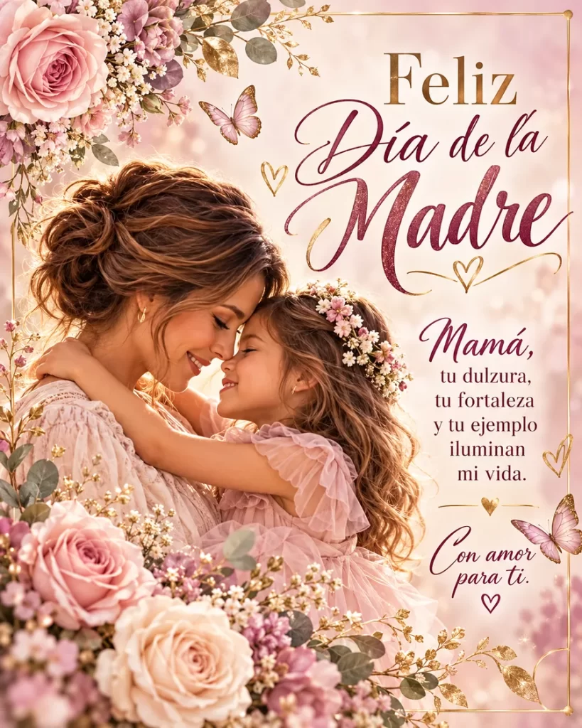 Imágenes hermosas para el Día de las Madres con mamá e hija entre flores