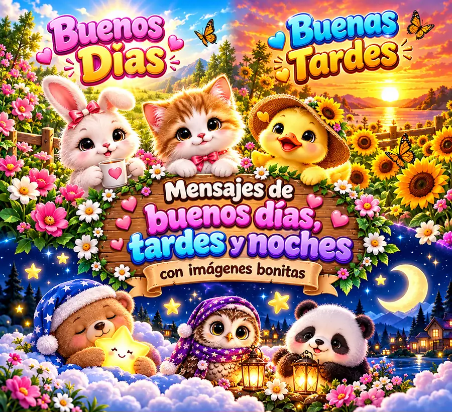 Mensajes de buenos días, buenas tardes y buenas noches con imágenes bonitas