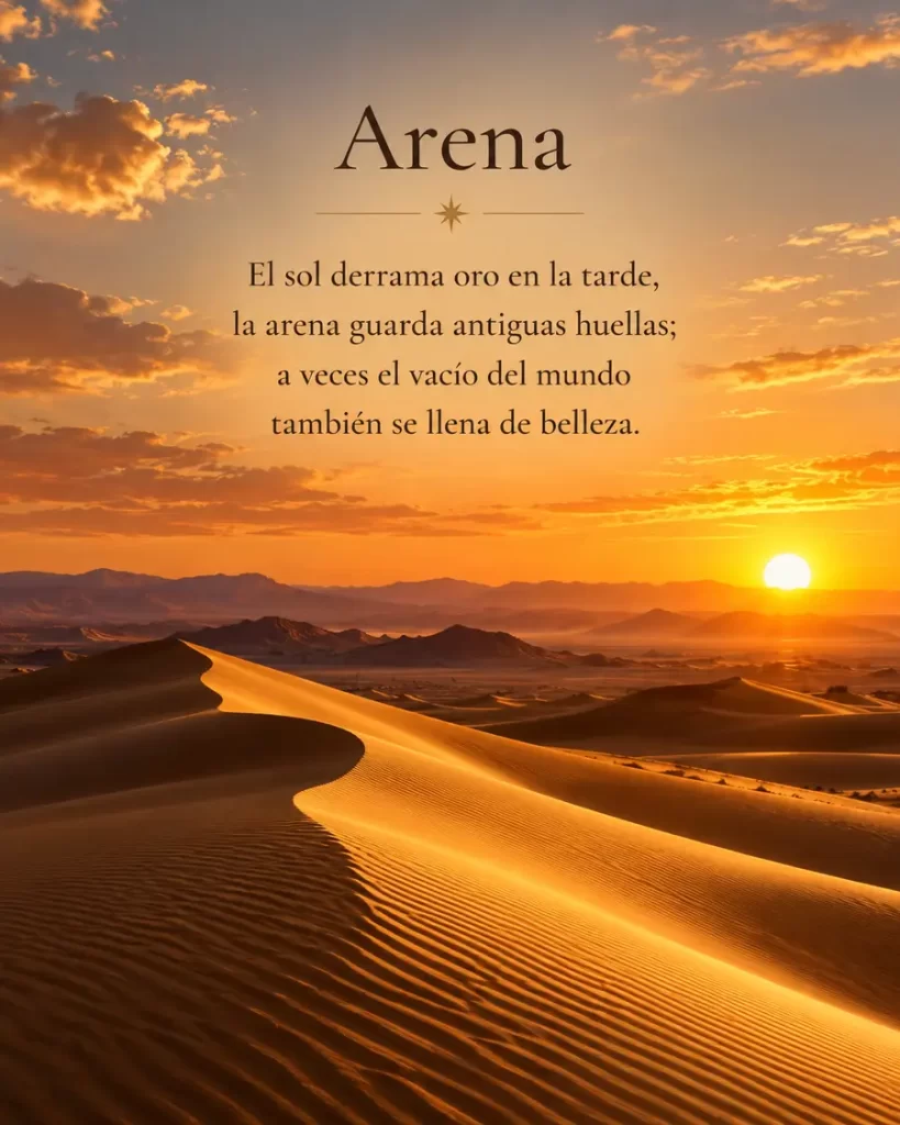 Poema original sobre la arena el desierto y la belleza del atardecer