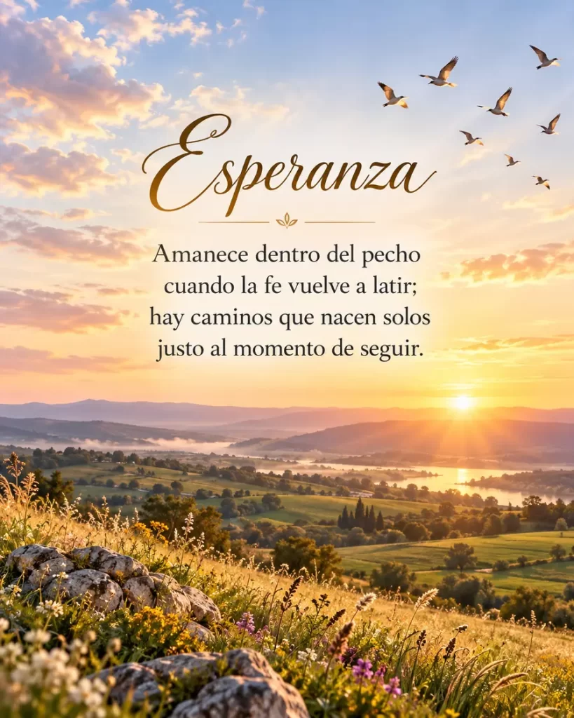 Poemas originales de esperanza frente a un valle al amanecer