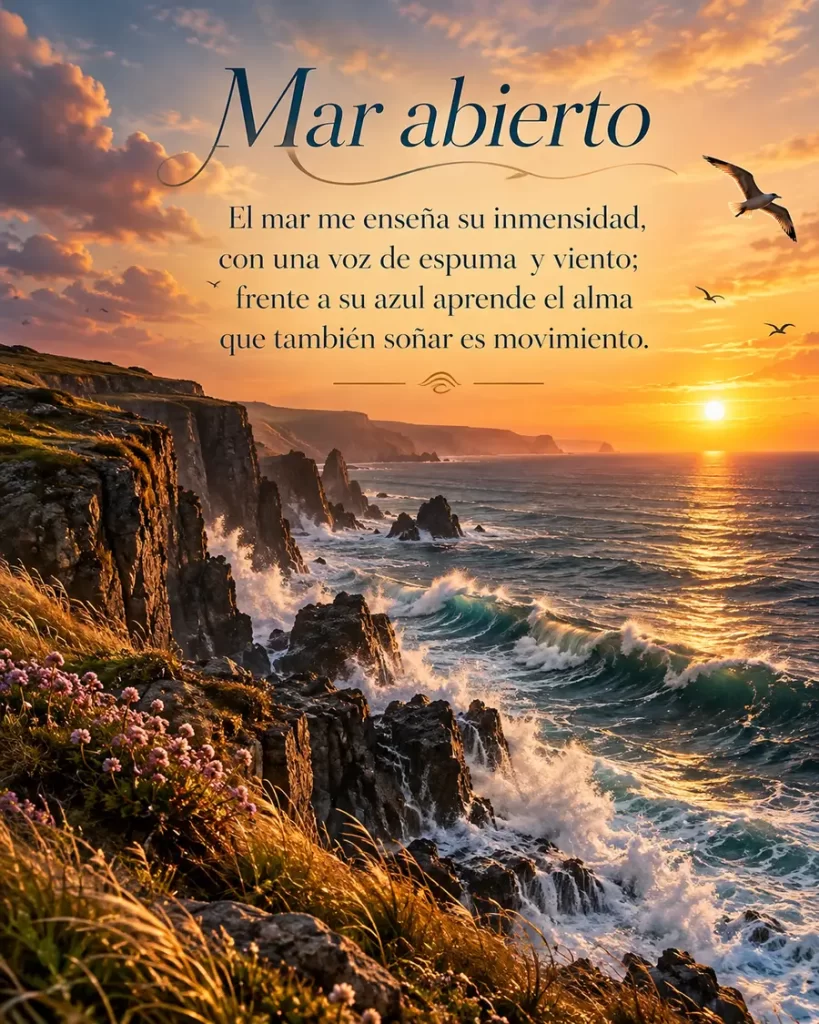 Poemas bonitos inspirados en el mar abierto al atardecer