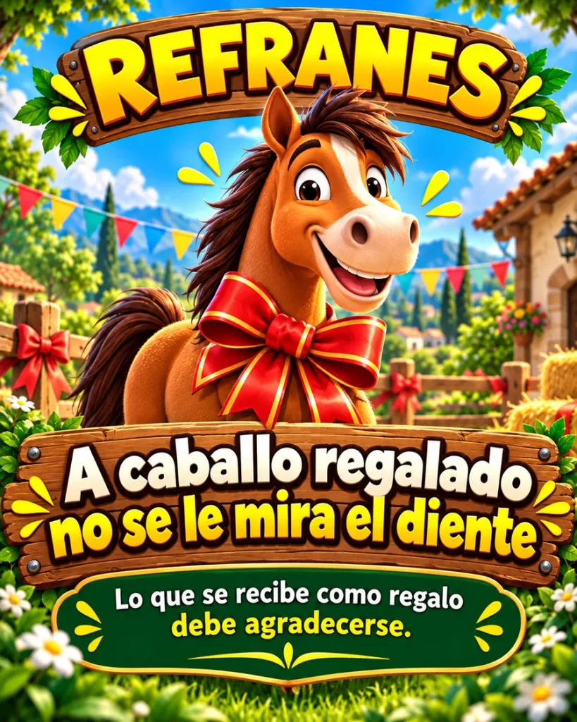 Refranes populares: a caballo regalado no se le mira el diente