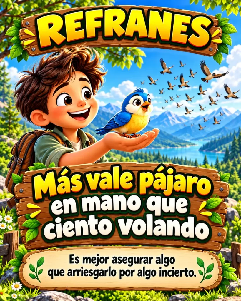 Refranes populares: más vale pájaro en mano que ciento volando