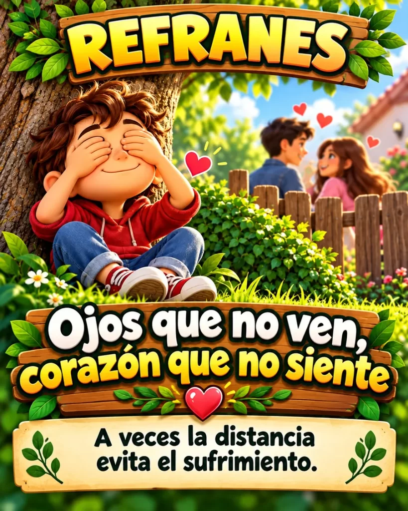 Refrán ilustrado ojos que no ven corazón que no siente